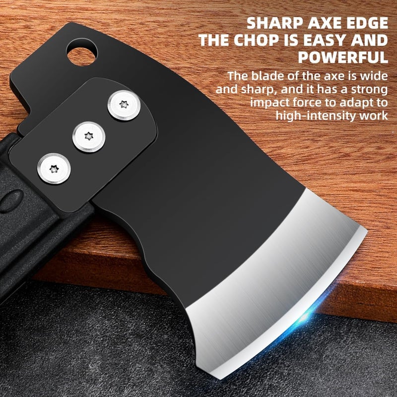 SNBNX Multifunctional Hammer Head Axe Survival Tactical Tool - Folding Saw, Flintstone Whistle with Axe Sheath - Camping Hatchet for Outdoor Hiking - Image 4